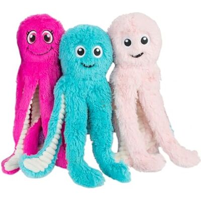 Best Pet Supplies OctoMutant Crinkle Plush Dog Toys for Interactive Play, Puppy and Senior Indoor Play, Soft Head Stuffing, Cute and Cuddly Bundle (Fuchsia, Purple, Turquoise) Best Pet Supplies OctoMutant Crinkle Plush Dog Toys for Interactive Play, Puppy and Senior Indoor Play, Soft Head Stuffing, Cute and Cuddly Bundle (Fuchsia, Purple, Turquoise)
