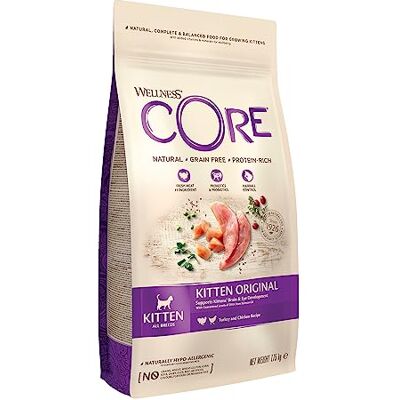 Wellness CORE Kitten 1.75 kg, Turkey & Chicken – Dry Cat Food for Kittens, Grain-Free, Natural, Hypoallergenic, Protein-Rich, High Meat Content, Supports Brain & Eye Development Wellness CORE Kitten 1.75 kg, Turkey & Chicken – Dry Cat Food for Kittens, Grain-Free, Natural, Hypoallergenic, Protein-Rich, High Meat Content, Supports Brain & Eye Development