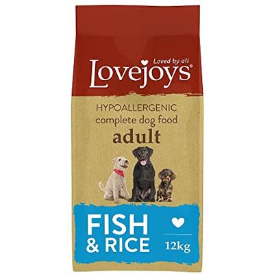 Lovejoys Complete Dry Dog Food Hypoallergenic Recipe, Fish & Rice, 12kg Wheat-Free Dried Dog Biscuits and Sensitive Dog Food Dry Lovejoys Complete Dry Dog Food Hypoallergenic Recipe, Fish & Rice, 12kg Wheat-Free Dried Dog Biscuits and Sensitive Dog Food Dry