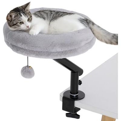 PawHut Cat Bed for Desk 360° Rotatable Adjustable Cat Desk Bed Grey PawHut Cat Bed for Desk 360° Rotatable Adjustable Cat Desk Bed Grey
