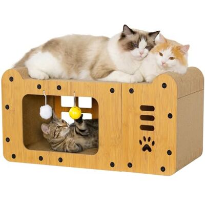 Gimars 59.5cm Cat Scratcher, Large Cat Scratching Board Cardboard Cat Scratcher House for Indoor Cats, Heavy Duty Cat Scratcher Bed for Scratch, Hide & Rest, 20kg Load Bearing Gimars 59.5cm Cat Scratcher, Large Cat Scratching Board Cardboard Cat Scratcher House for Indoor Cats, Heavy Duty Cat Scratcher Bed for Scratch, Hide & Rest, 20kg Load Bearing