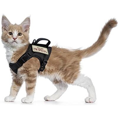 augopapa Tactical Cat Harness for Walking Escape Proof, Soft Mesh Adjustable Pet Vest Harness for Large Cat,Small Dog (Medium, Black) augopapa Tactical Cat Harness for Walking Escape Proof, Soft Mesh Adjustable Pet Vest Harness for Large Cat,Small Dog (Medium, Black)