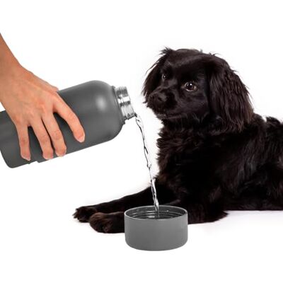 Ubbi Stainless Steel Insulated Portable 32 oz. Water Bottle for Dogs and Owners with Attached Dog Bowl, Charcoal Ubbi Stainless Steel Insulated Portable 32 oz. Water Bottle for Dogs and Owners with Attached Dog Bowl, Charcoal
