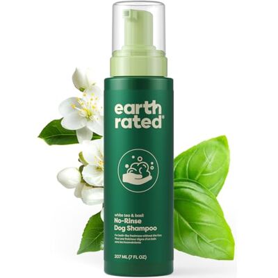 Earth Rated No-Rinse Dog & Puppy Shampoo, Convenient Waterless Dog Shampoo for Cleaning, Conditioning & Detangling, for All Coat Types, Refreshing White Tea & Basil Scent, 7 oz. Earth Rated No-Rinse Dog & Puppy Shampoo, Convenient Waterless Dog Shampoo for Cleaning, Conditioning & Detangling, for All Coat Types, Refreshing White Tea & Basil Scent, 7 oz.