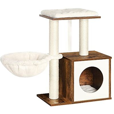 Feandrea WoodyWonders Small Cat Tree for Kittens, Modern Cat Tower for Indoor Cats, Cat Condo with Scratching Posts, Removable Washable Cushions, Rustic Brown UPCT122X01 Feandrea WoodyWonders Small Cat Tree for Kittens, Modern Cat Tower for Indoor Cats, Cat Condo with Scratching Posts, Removable Washable Cushions, Rustic Brown UPCT122X01
