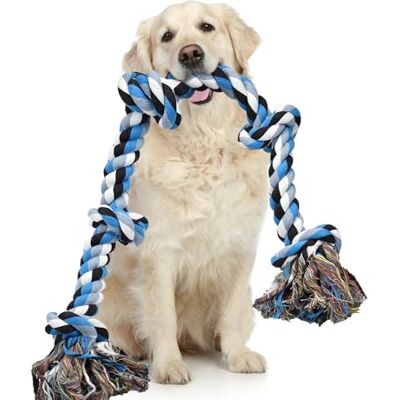 LECHONG Dog Rope Toys For Aggressive Chewers Tough Rope Chew Toys For Large And Medium Dog 3 Feet 5 Knots Indestructible Cotton Rope For Large Breed Dog Tug Of War Dog Toy Teeth Cleaning XL LECHONG Dog Rope Toys For Aggressive Chewers Tough Rope Chew Toys For Large And Medium Dog 3 Feet 5 Knots Indestructible Cotton Rope For Large Breed Dog Tug Of War Dog Toy Teeth Cleaning XL