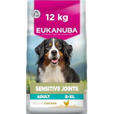 Eukanuba Sensitive Joints Glucosamine & Chondroitin Dog Food with Chicken Complete Dry Dog Food for Adults Dogs, 12kg Eukanuba Sensitive Joints Glucosamine & Chondroitin Dog Food with Chicken Complete Dry Dog Food for Adults Dogs, 12kg