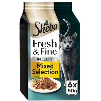 Sheba Fresh and Fine Cat Pouches with Chicken and Turkey in Jelly 8x 6x50 g – Tasty Wet Cat Food with Chicken and Turkey Sheba Fresh and Fine Cat Pouches with Chicken and Turkey in Jelly 8x 6x50 g – Tasty Wet Cat Food with Chicken and Turkey