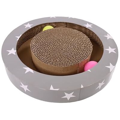 Rosewood Cat Scratcher Toy with Ball Track – Round Cardboard Scratch Pad with Ping Pong Balls, Cat Enrichment Toy for Indoor Cats, Durable Corrugated Scratcher, 30 x 30 cm Rosewood Cat Scratcher Toy with Ball Track – Round Cardboard Scratch Pad with Ping Pong Balls, Cat Enrichment Toy for Indoor Cats, Durable Corrugated Scratcher, 30 x 30 cm