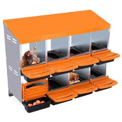 GarveeLife Laying Hens Nest Box 8 Slots – Metal Chicken Coop Tray for Laying Eggs, Easy Installation and Collecting Eggs, 107 x 52 x 95 cm, Orange GarveeLife Laying Hens Nest Box 8 Slots – Metal Chicken Coop Tray for Laying Eggs, Easy Installation and Collecting Eggs, 107 x 52 x 95 cm, Orange