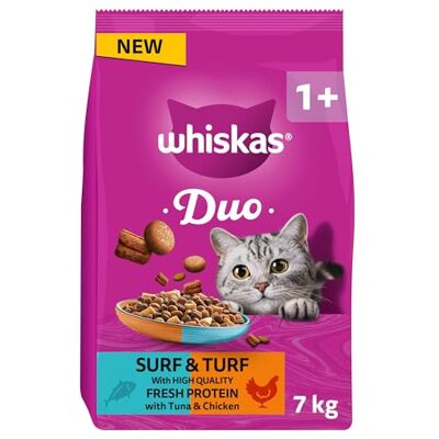 whiskas DUO Adult Dry Cat Food 7kg Surf & Turf whiskas DUO Adult Dry Cat Food 7kg Surf & Turf