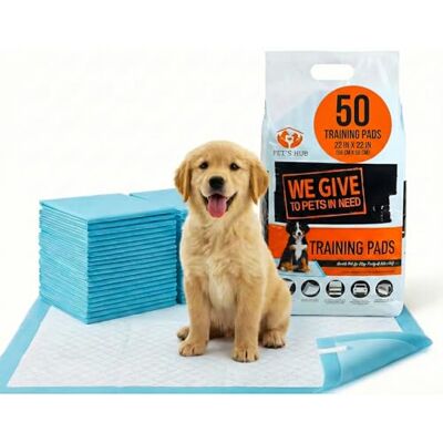 PET'S HUB Dog & Puppy Training Pads 50 Pack, Super-Absorbent Large Puppy Pads, Leak-Proof Heavy Duty Dog Mats, Anti-Slip and Disposable Dog Pee Pads (56 x 56 cm) (Pack of 50) PET'S HUB Dog & Puppy Training Pads 50 Pack, Super-Absorbent Large Puppy Pads, Leak-Proof Heavy Duty Dog Mats, Anti-Slip and Disposable Dog Pee Pads (56 x 56 cm) (Pack of 50)