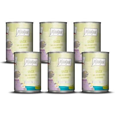 MjAMjAM Premium wet food for cats Senior DUO of tender duck & rabbit, 6 pack (6x400g), grain-free MjAMjAM Premium wet food for cats Senior DUO of tender duck & rabbit, 6 pack (6x400g), grain-free