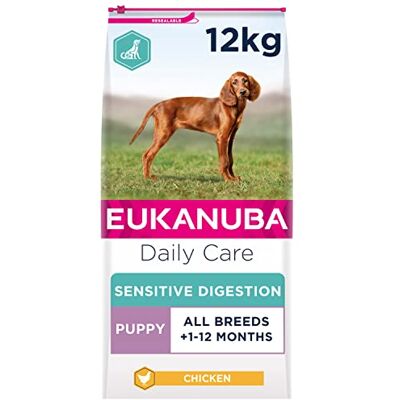 Eukanuba Sensitive Digestion Highly Digestible Complete Dry Dog Food for Puppy Dogs with Chicken 12 kg Eukanuba Sensitive Digestion Highly Digestible Complete Dry Dog Food for Puppy Dogs with Chicken 12 kg