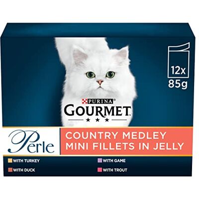 Gourmet Perle Country Medley Mini Fillets in Jelly Wet Cat Food 12x85g (Pack of 4) Gourmet Perle Country Medley Mini Fillets in Jelly Wet Cat Food 12x85g (Pack of 4)