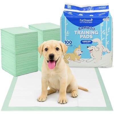 FurDreams Puppy Training Pads 100pk- Super Absorbent Bamboo, Odour Locking & Multi-Layered, Leak Proof, Quick Dry, Scented Attractant Disposable Mats for Dogs Pee Wee Piddle – 60 x 90 cm FurDreams Puppy Training Pads 100pk- Super Absorbent Bamboo, Odour Locking & Multi-Layered, Leak Proof, Quick Dry, Scented Attractant Disposable Mats for Dogs Pee Wee Piddle – 60 x 90 cm