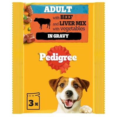 Pedigree Dog Food Pouches with Beef and Vegetable in Gravy, 3 x 100 g (Pack of 14) Pedigree Dog Food Pouches with Beef and Vegetable in Gravy, 3 x 100 g (Pack of 14)