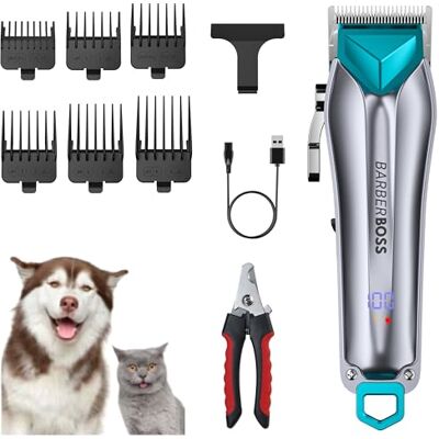 BARBERBOSS Dog Clippers, Dog Grooming Kit, Dog Clippers Professional for Thick and Matted Hair, Pet Grooming Kit, Pet Clippers, Dog Trimmer for Grooming BARBERBOSS Dog Clippers, Dog Grooming Kit, Dog Clippers Professional for Thick and Matted Hair, Pet Grooming Kit, Pet Clippers, Dog Trimmer for Grooming