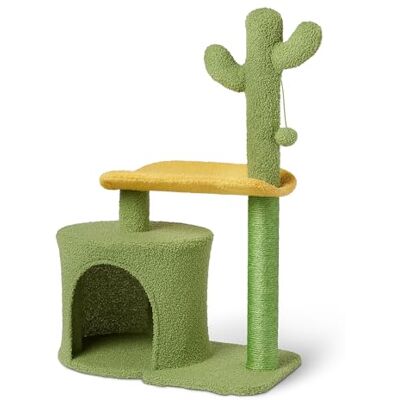 Amazon Basics Cactus Cat Tree for Indoors Cats& Kittens, Scratching Post with Curved Perch and Cozy Cat Condo, Interactive Dangling Ball,30.7” (77.9cm) H, Green Amazon Basics Cactus Cat Tree for Indoors Cats& Kittens, Scratching Post with Curved Perch and Cozy Cat Condo, Interactive Dangling Ball,30.7” (77.9cm) H, Green