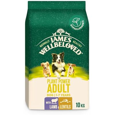 James Wellbeloved Plant Power Adult Dry Dog Food Lamb & Lentils 10kg James Wellbeloved Plant Power Adult Dry Dog Food Lamb & Lentils 10kg