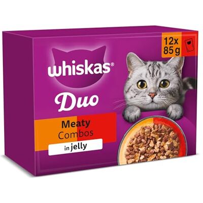 whiskas DUO Adult Wet Cat Food in Jelly 12x85g Classic Combos (Pack of 4) whiskas DUO Adult Wet Cat Food in Jelly 12x85g Classic Combos (Pack of 4)