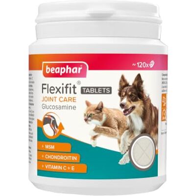 Beaphar – Flexifit® Glucosamine Joint Tablets for Dogs & Cats, ~120 Tablets – Aids Stiff Joints, Supports Healthy Joint Structure & Maintains Mobility – Glucosamine, Chondroitin, MSM, Vitamin C & E Beaphar – Flexifit® Glucosamine Joint Tablets for Dogs & Cats, ~120 Tablets – Aids Stiff Joints, Supports Healthy Joint Structure & Maintains Mobility – Glucosamine, Chondroitin, MSM, Vitamin C & E