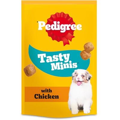 Pedigree Tasty Minis Puppy treats, chewy cubes with chicken training treats, Pack of 8 (8 x 125 g) Pedigree Tasty Minis Puppy treats, chewy cubes with chicken training treats, Pack of 8 (8 x 125 g)