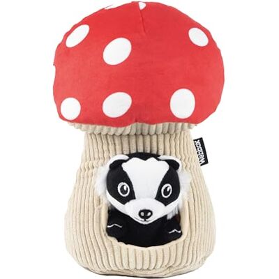 Webbox Basil the Badger & Mushroom House Dog Toy Plush with Interactive Treat Hiding Puzzle Webbox Basil the Badger & Mushroom House Dog Toy Plush with Interactive Treat Hiding Puzzle