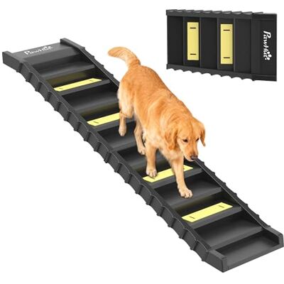 PawHut Foldable Dog Ramp for Cars High Bed, Portable 10-Step Dog Stairs with Non-Slip Strips & Pads, Lightweight Pet SUV Truck Steps, Support Up to 68 KG, Black PawHut Foldable Dog Ramp for Cars High Bed, Portable 10-Step Dog Stairs with Non-Slip Strips & Pads, Lightweight Pet SUV Truck Steps, Support Up to 68 KG, Black