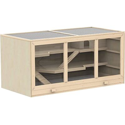 PawHut Wooden Large Hamster Cage Syrian Hamster Mouse Rats Mice Rodent Small Animals Hutch Exercise Play House Pen 115L x 57W x 55H(cm) PawHut Wooden Large Hamster Cage Syrian Hamster Mouse Rats Mice Rodent Small Animals Hutch Exercise Play House Pen 115L x 57W x 55H(cm)