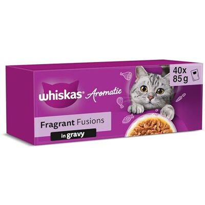whiskas AROMATIC Adult Wet Cat Food in Gravy 40x85g Fragrant Fusions whiskas AROMATIC Adult Wet Cat Food in Gravy 40x85g Fragrant Fusions