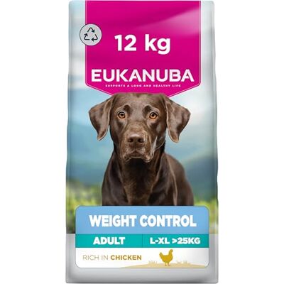 Eukanuba Weight Control Low Fat Complete Dry Dog Food for Adult Large and Giant Breeds with Chicken, 12kg Eukanuba Weight Control Low Fat Complete Dry Dog Food for Adult Large and Giant Breeds with Chicken, 12kg