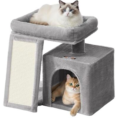 Feandrea Small Cat Tree, Cat Tower Condo for Kittens, Scratching Ramp, Top Perch, Cave, 50.2 x 30 x 44.6 cm, Dove Grey PCT010GD01 Feandrea Small Cat Tree, Cat Tower Condo for Kittens, Scratching Ramp, Top Perch, Cave, 50.2 x 30 x 44.6 cm, Dove Grey PCT010GD01