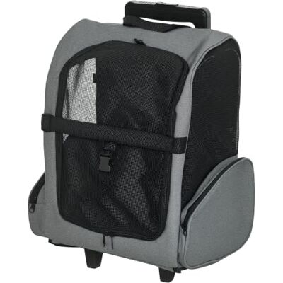 PawHut 2 in 1 Dog Backpack and Trolley, Pet Travel Backpack, Grey Cat Dog Carrier, Telescopic Handle, Portable Pet Stroller, Wheel Luggage Bag PawHut 2 in 1 Dog Backpack and Trolley, Pet Travel Backpack, Grey Cat Dog Carrier, Telescopic Handle, Portable Pet Stroller, Wheel Luggage Bag