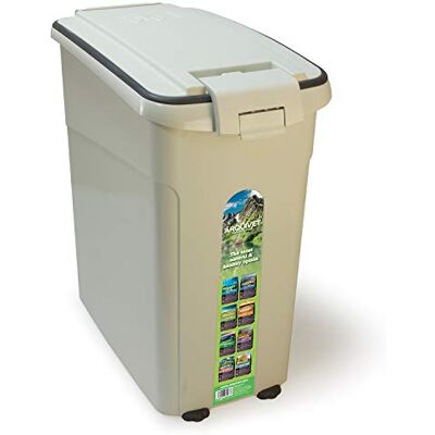 Arquivet Feed Container with Wheels, 54 Litres, 29 x 53 x 54.5 cm, Grey Arquivet Feed Container with Wheels, 54 Litres, 29 x 53 x 54.5 cm, Grey