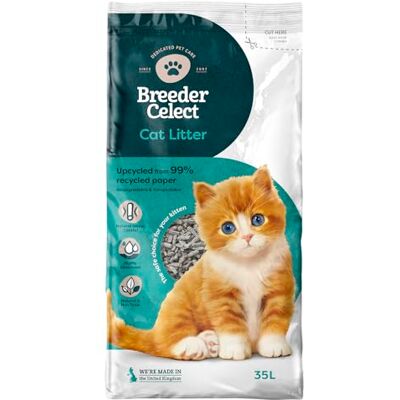 BreederCelect Breeder Celect All-Natural Cat Litter (35L) – 99% Recycled Paper, Highly Absorbent Kitten Cat Litter/Bedding, Excellent Odour Control, Non-Clumping, Biodegradable & Compostable BreederCelect Breeder Celect All-Natural Cat Litter (35L) – 99% Recycled Paper, Highly Absorbent Kitten Cat Litter/Bedding, Excellent Odour Control, Non-Clumping, Biodegradable & Compostable