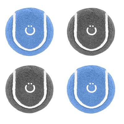 Ubbi Tennis Balls for Dogs, Interactive and Durable Fetch Toys for Medium Dog Breeds, Blue & Charcoal, 4 Pack Ubbi Tennis Balls for Dogs, Interactive and Durable Fetch Toys for Medium Dog Breeds, Blue & Charcoal, 4 Pack