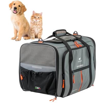 Ferplast Dog Carrier VOYAGER, Cat Carrier, Pet Carrier, Adjustable Handles and Shoulder Strap, Safety Belt, Double Side Opening, with Cushion, Max 15 Kg, 50x35x37h cm, Grey Ferplast Dog Carrier VOYAGER, Cat Carrier, Pet Carrier, Adjustable Handles and Shoulder Strap, Safety Belt, Double Side Opening, with Cushion, Max 15 Kg, 50x35x37h cm, Grey