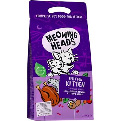Meowing Heads Complete Dry Kitten Food 1.5kg (Pack of 1) Smitten Kitten Vet Approved Meowing Heads Complete Dry Kitten Food 1.5kg (Pack of 1) Smitten Kitten Vet Approved
