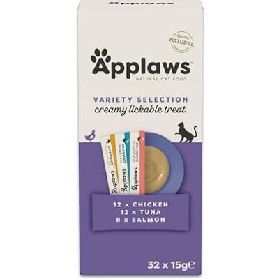 Applaws 100% Natural Creamy Lickable Cat Treat Purees Variety 32 x 15g Applaws 100% Natural Creamy Lickable Cat Treat Purees Variety 32 x 15g