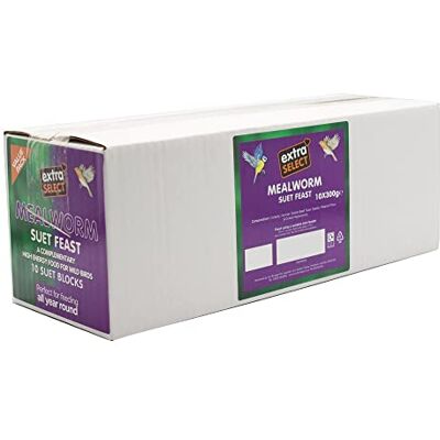 Extra Select Wild Bird High Energy Mealworm Suet Blocks 10x300gm Extra Select Wild Bird High Energy Mealworm Suet Blocks 10x300gm