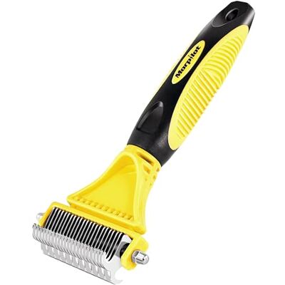Morpilot Dog Brush Cat Brush Grooming Comb, 23+12 Double Sided Undercoat Rake Dematting Deshedding Tool for Long Hair Pets Cat Dog Slicker Shedding Brushes Efficiently Reduces Hair Loss by up to 90% Morpilot Dog Brush Cat Brush Grooming Comb, 23+12 Double Sided Undercoat Rake Dematting Deshedding Tool for Long Hair Pets Cat Dog Slicker Shedding Brushes Efficiently Reduces Hair Loss by up to 90%