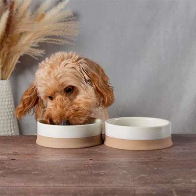Scruffs Scandi 2 Piece Non Tip Pet Food & Water Bowl 16cm Cream Scruffs Scandi 2 Piece Non Tip Pet Food & Water Bowl 16cm Cream