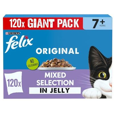 Felix Original Senior 7+ Mixed Selection in Jelly Wet Cat Food 120x85g Felix Original Senior 7+ Mixed Selection in Jelly Wet Cat Food 120x85g