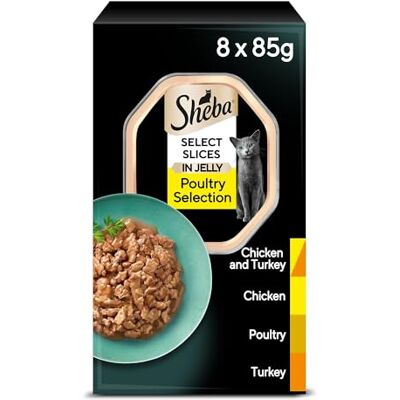 Sheba Select Slices Cat Trays Poultry Collection in Gravy (4 x 8 x 85 g) Sheba Select Slices Cat Trays Poultry Collection in Gravy (4 x 8 x 85 g)
