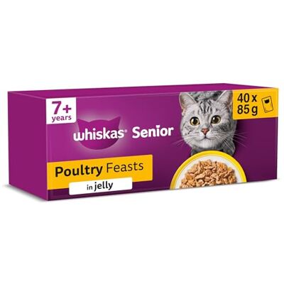 whiskas Senior 7+ Wet Cat Food in Jelly 40x85g Poultry Feasts whiskas Senior 7+ Wet Cat Food in Jelly 40x85g Poultry Feasts