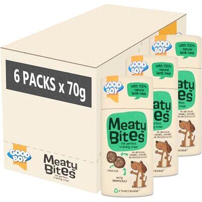 Good Boy Meaty Bites Lamb with Rice Low Fat Dog Treats Bulk Box 6 x 70g Good Boy Meaty Bites Lamb with Rice Low Fat Dog Treats Bulk Box 6 x 70g
