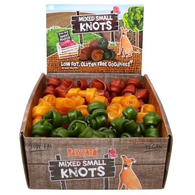 Pawtato Small Knot Vegan Dog Chews (Mixed Case 1.6kg) – Plant-Based Rawhide-Free Dog Treats Made with Sweet Potato, Rice & Brewer’s Yeast, Fun Natural Colours Pawtato Small Knot Vegan Dog Chews (Mixed Case 1.6kg) – Plant-Based Rawhide-Free Dog Treats Made with Sweet Potato, Rice & Brewer’s Yeast, Fun Natural Colours