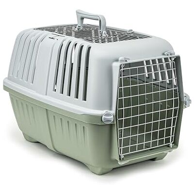 lionto Plastic Transport Box for Dogs with Metal Grid, 58.5 x 35.5 x 40 cm, Transport Box with Practical Locking System and Carry Handle, Also Suitable for Cats and Cats lionto Plastic Transport Box for Dogs with Metal Grid, 58.5 x 35.5 x 40 cm, Transport Box with Practical Locking System and Carry Handle, Also Suitable for Cats and Cats