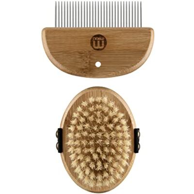 Mikki Bamboo Puppy & Kitten Gentle Grooming Kit, Including Bristle Palm Brush and Comb for Use with Dog, Cat, Puppy, Handmade from Natural Sustainable Bamboo brown Mikki Bamboo Puppy & Kitten Gentle Grooming Kit, Including Bristle Palm Brush and Comb for Use with Dog, Cat, Puppy, Handmade from Natural Sustainable Bamboo brown